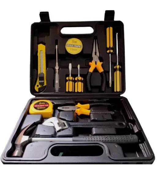 Kit Ferramentas Maleta Jogo 12 Peças Multiuso Casa Cor Preto - Neverdie