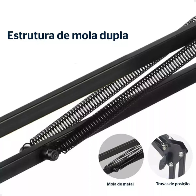 Suporte Microfone/Celular Com Braço Articulado E Ajustado Para Mesa