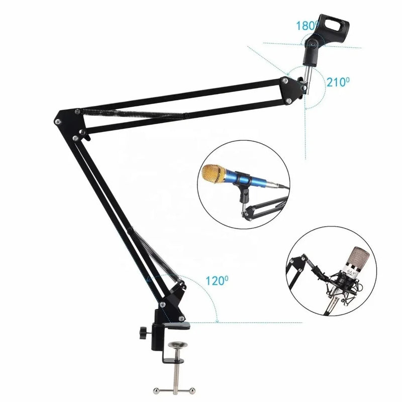 Suporte Microfone/Celular Com Braço Articulado E Ajustado Para Mesa