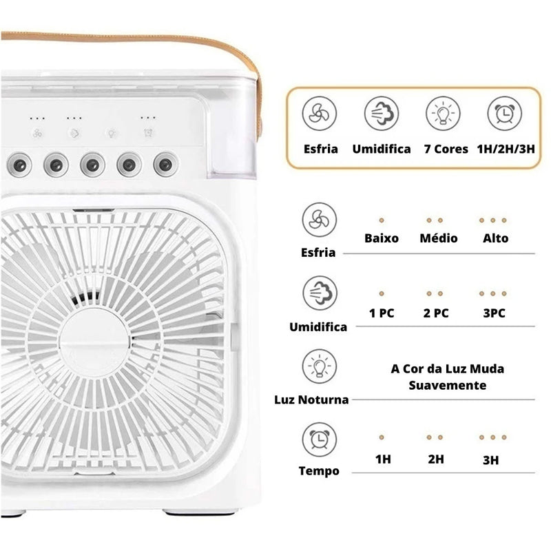 Refrigerador Ventilador Umidificador Portátil Com Led Reservatório De Água Led USB