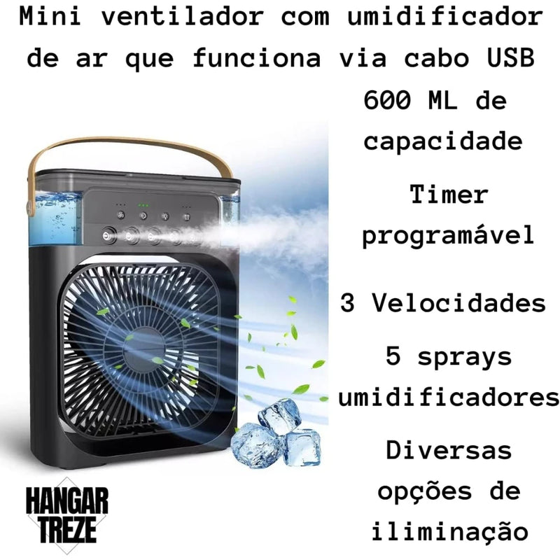 Refrigerador Ventilador Umidificador Portátil Com Led Reservatório De Água Led USB